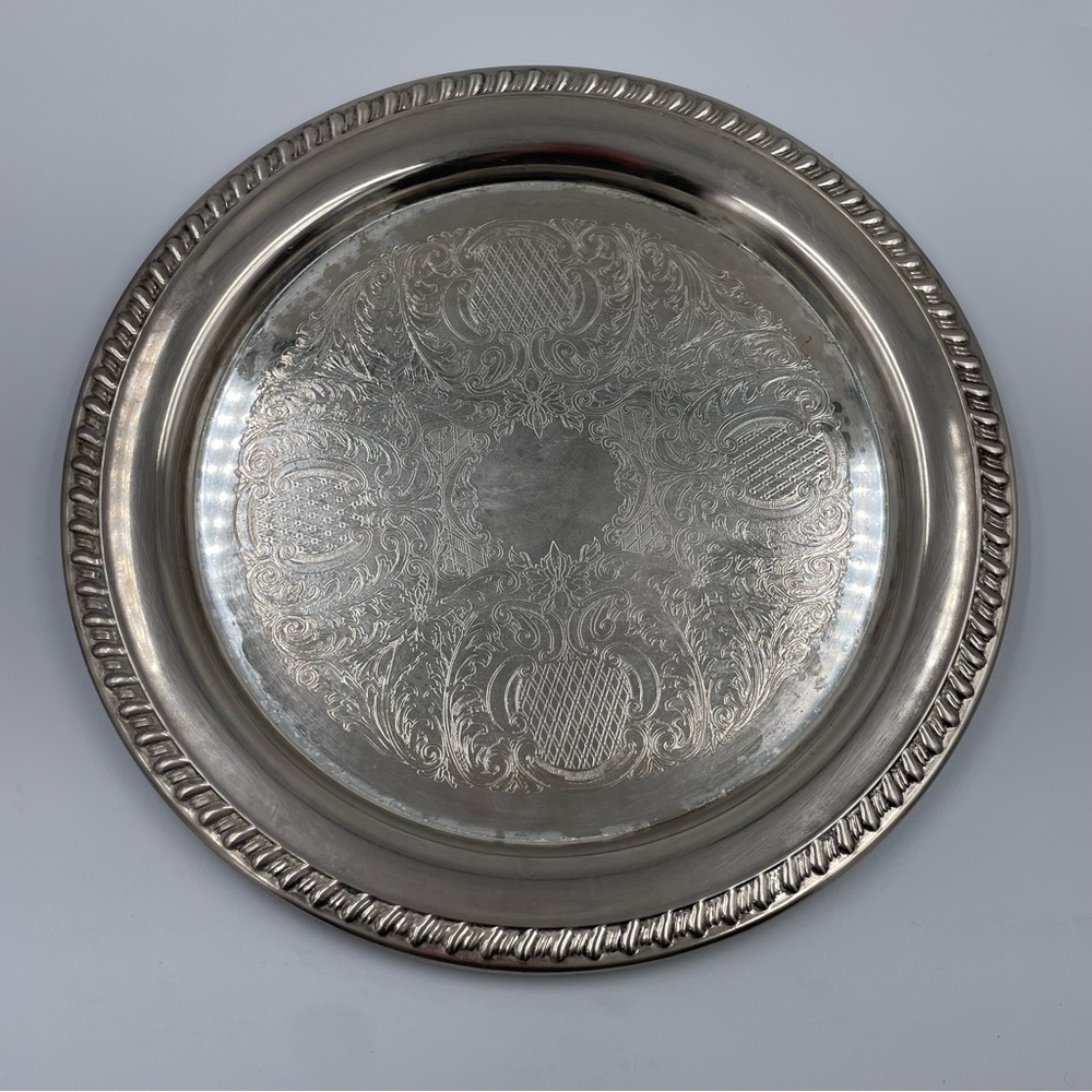 Leonard Silver Plated Italy Elegant Serving Tray 12.5” Round